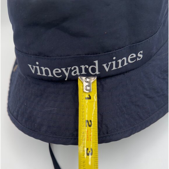 Vineyard Vines Navy Bucket Hat Boonie Sun Hat Mesh Lined Adjustable Chin Strap - Picture 6 of 7